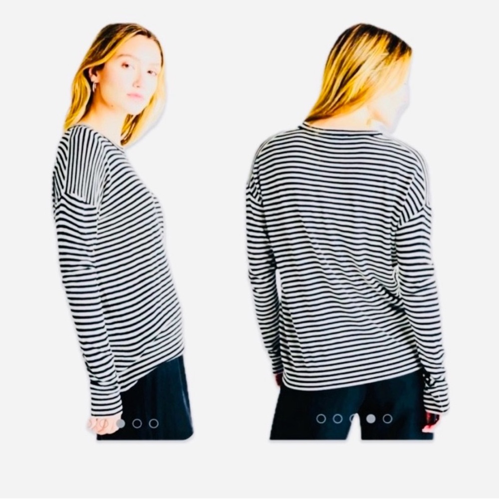 EUC Splendid Soft Jersey Stripped Black / White Long Sleeve XS